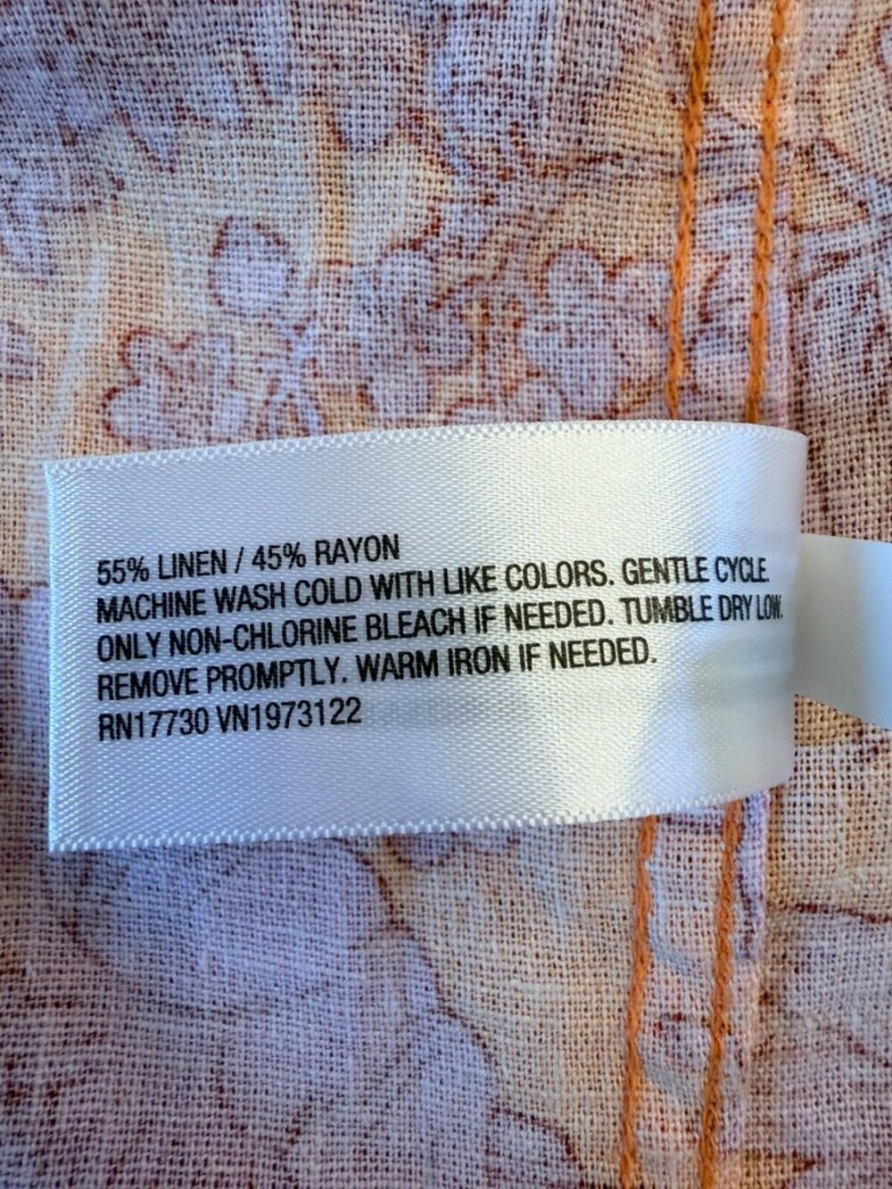 Universal Thread Floral Linen Rayon Button Down Shirt Orange Pink Large - Picture 5 of 7